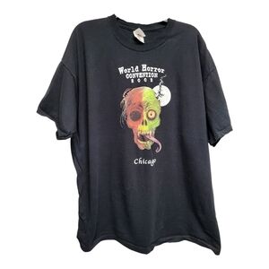 Vintage World Horror Convention 2002 Black, Green & Red Graphic Tee - Size XXL